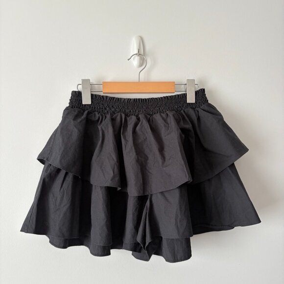 Aritzia Sunday Best Bonbon Poplin Tiered Mini Skirt Black Size Medium - Picture 5 of 8